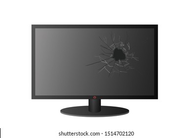 Display smash. The realistic screen is broken. Vector illustration.