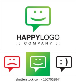 Display Smile (Dot, Parenthesis, Happy, Emotion, Monitor) Vector Symbol Company Logo (Logotype). Emoji (Emoticon) Icon Illustration. Elegant and Modern Identity Concept Design Idea Brand Template.