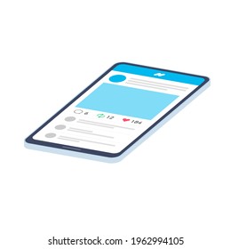 Display SNS on smartphone. Vector illustration that is easy to edit.