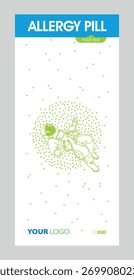 Display Ständer Design mit Astronaut Allergie Pille Konzept im flachen Vektorstil. Moderne pharmazeutische Präsentation