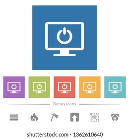 Display standby mode flat white icons in square backgrounds. 6 bonus icons included.