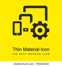 Display Tablet Smartphone Cogwheel bright yellow material minimal icon or logo design