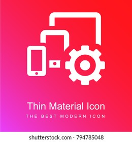 Display Tablet Smartphone Cogwheel red and pink gradient material white icon minimal design