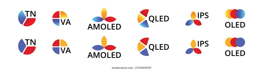 Tecnologías de visualización: tn, va, amoled, qled, ips, oled logos.
