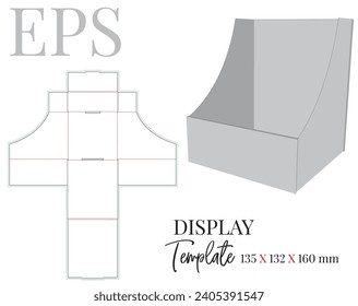 Display template, vector with die cut, laser cut layers. White, clear, blank Counter display isolated mock up on white background with perspective view