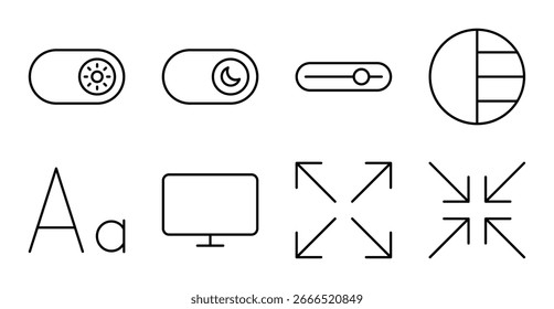 Conjunto de iconos de visualización y temas para la interfaz de usuario