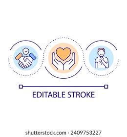 Display of trust loop concept icon. Overcoming mental barriers. Building relationship. Self improvement abstract idea thin line illustration. Isolated outline drawing. Editable stroke. Arial font used