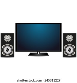 Display and two columns on a white background with shadow