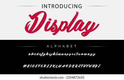 Mostrar tipo de letra de estilo de pincel vectorial, alfabeto, tipo de letra