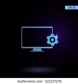 Display vector icon. Graphic symbol for web design, logo. Isolated sign on a black background.