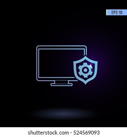 Display vector icon. Graphic symbol for web design, logo. Isolated sign on a black background.
