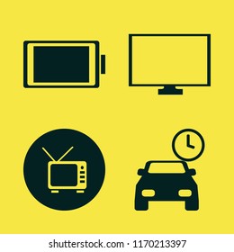 display vector icons set. with full battery, parking time, tv and monitor in set