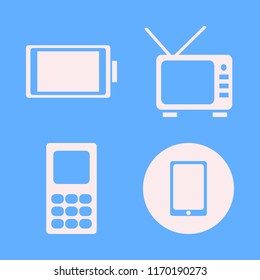 display vector icons set. with tv, mobile phone and full battery in set