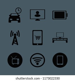 display vector icons set. with tv, mobile phone, person monitor and mobile shopping in set
