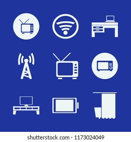 display vector icons set. with wi fi, tv table, tv and microwave in set
