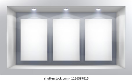 Display window. Empty space for exhibition. Vector illustration.