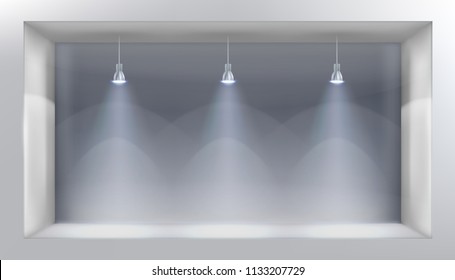 Display window. Empty space for exhibition. Vector illustration.