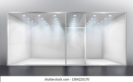 Display window. Space for exhibition. Empty shop. Vector illustration.