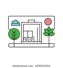 Displayed prominently on a clean white background, emphasizing brand identity and clarity isolated doodle line art flat vector illustration on white background.