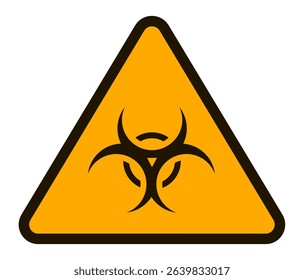 Displaying a black biohazard warning symbol on a vibrant yellow triangular background, emphasizing caution about biological risks and safety precautions