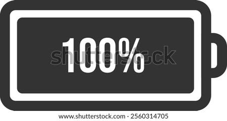 Displaying a fully charged battery icon, representing maximum power and readiness for immediate use in various electronic devices like smartphones, tablets, and laptops