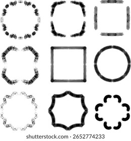 exibição de uma imagem de quadro ornamental ou forma de efeito de traçado de pincel	