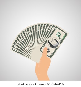 Displaying a Spread of Cash over a gray vintage background