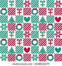 Displays a festive pattern of holiday-themed icons