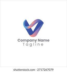 muestra una Plantilla de logotipo de letra "V" genérica y abstracta con texto de marcador de posición para la marca