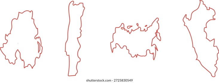  displays outlines of various shapes, which appear to be geographical or abstract forms minimalist