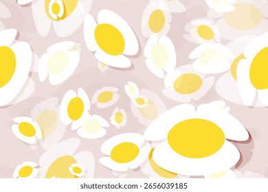 Displays a pattern of white daisies on a light blue background.