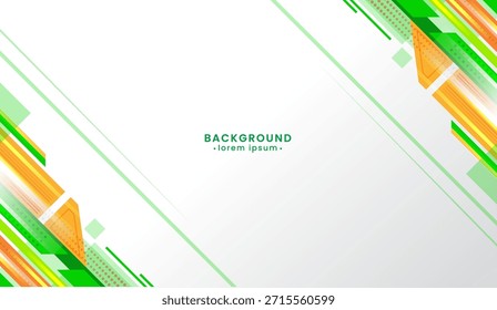 Displays white background with abstract green and orange geometric shapes. Ideal for graphic design, posters, banners, and digital art projects.