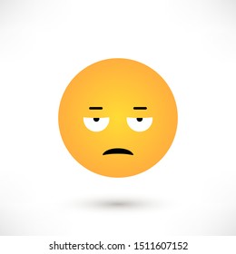 Displeased emoticon isolated on white background. Emoji flat design for social media, web, print, apps. Vector illustration