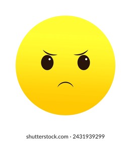 Displeased frowning emoji. Unhappy expression. Vector illustration. EPS 10.