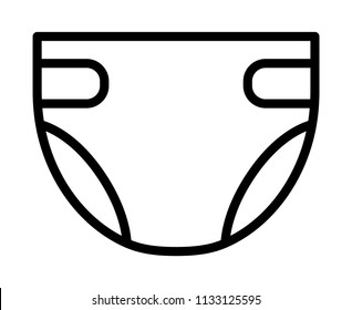 Disposable baby or adult diaper / nappy line art vector icon for apps and websites
