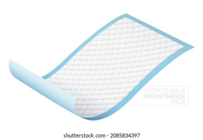 Disposable Bed Pads For Incontinence Used To Protect Adult Feces And Dirt. At The Patient's Bed Disposable Incontinence Pads Isolated On White Background. Realistic EPS File