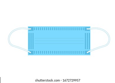 Disposable blue mask vector illustration isolated on white background. Mask for protection against Сoronavirus. Covid-19 attack.