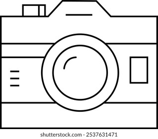 Disposable camera minimalist line art illustration, photography icon for creative projects, logos, and digital media. No recording camera.