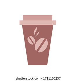 
Tubo desechable de cartón con café. Ilustración aislada del vector.