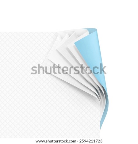 Disposable changing mat mockup for presentation five layers of product. Vector illustration isolated on white background. Template for your product. EPS10.