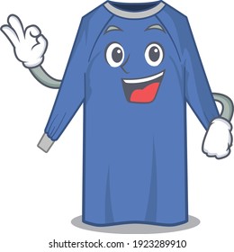 disposable clothes mascot design style showing Okay gesture finger