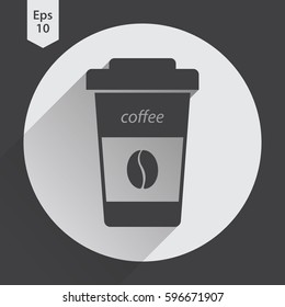 Disposable Coffee Cup With Coffee Bean Sign Flat Icon. Simple Symbol Of Drink. Vector Illustration