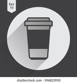 Disposable Coffee Cup With Coffee Bean Sign Flat Icon. Simple Symbol Of Drink. Vector Illustration