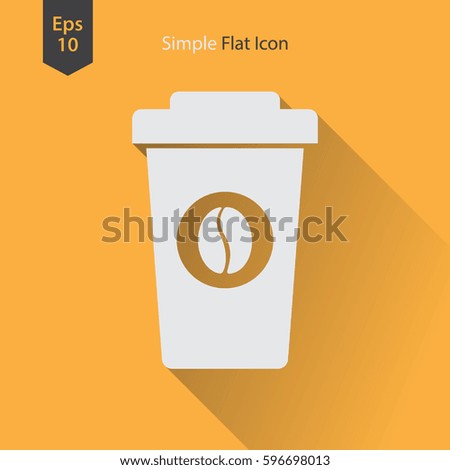 Disposable Coffee Cup With Coffee Bean Sign Flat Icon. Simple Symbol Of Drink. Vector Illustration