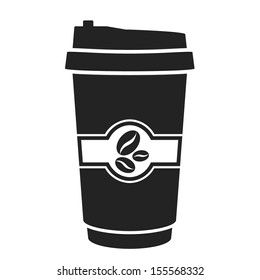 disposable coffee cup black icon. vector illustration