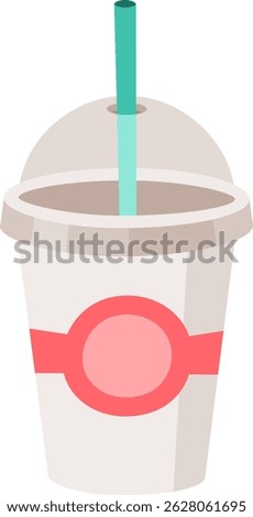 Disposable coffee cup featuring a domed lid and plastic straw, indicating a hot beverage ready for enjoyment while on the move, perfect for busy mornings or quick breaks