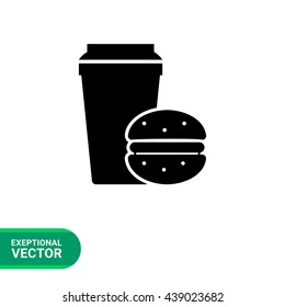 Disposable coffee cup and hamburger