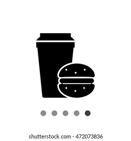 Disposable coffee cup and hamburger