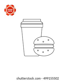 Disposable Coffee Cup and Hamburger Icon