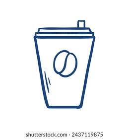 Disposable coffee cup. Hand drawn vector illustration